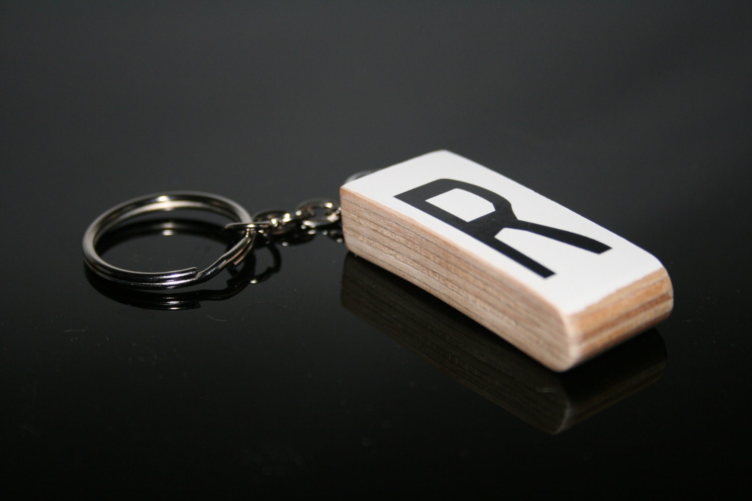 Recycled Skateboard - Letter 'R' Keychain/Keyring