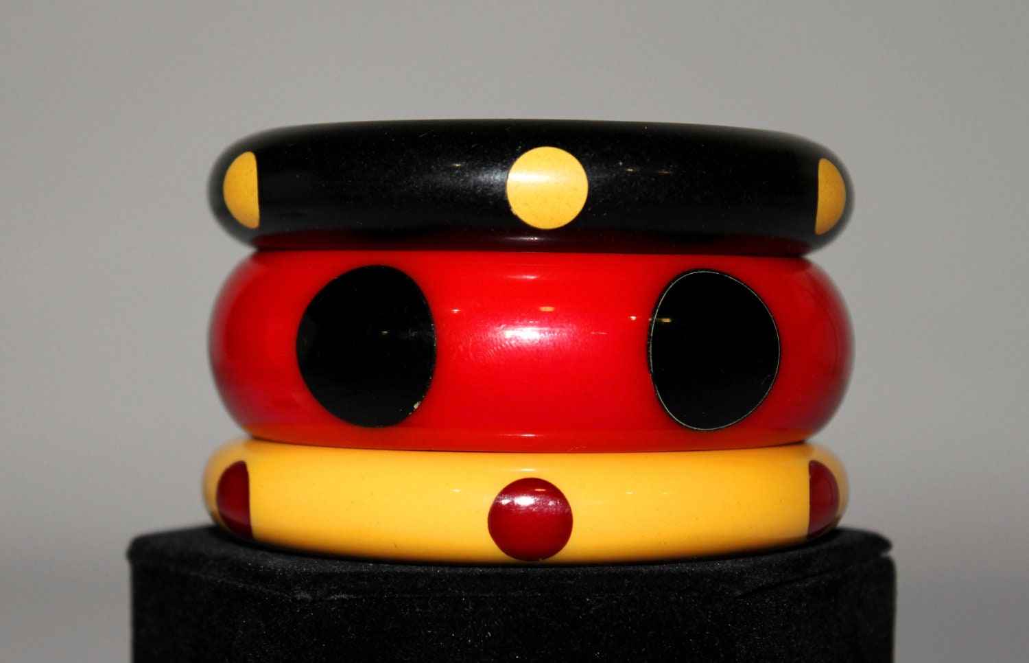RESERVED for MONICA Lot of 3 Bakelite Polka Dot Bangles