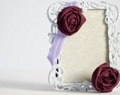 Maroon Fabric Flower Rosette with Purple or White Headband and coordinating Maroon Pin