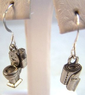 Toilet/ Toilet Paper Dangle Earrings - Free Shipping to US - (2531-0053)
