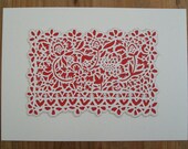 Medium: A5 sized - Red paper cut art