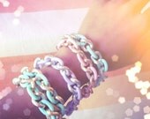 chunky chain bracelet - silver or gold - mint / lavender / pink