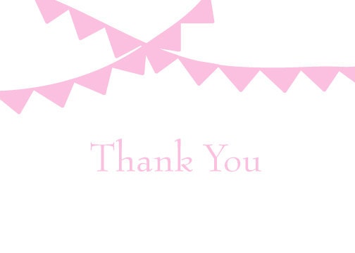 Pink and Blue Banner Thank You Note Card, Choose 1 to 2 colors, Set of 12 Folded Cards 4x6 ,Gift