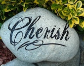 Large Engraved Cherish River Stone