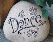 Large Engraved Whimsical Dance River Stone