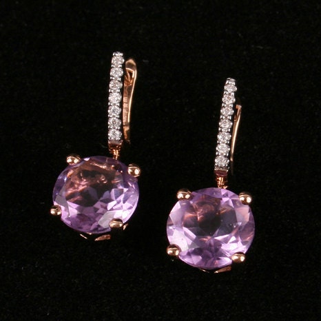 14K rose gold Amethyst earrings