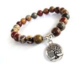 Tree of Life Mala Bracelet Picasso Jasper Strength Meditation Spiritual Yoga Jewelry Unique Birthday Earthy Gift Under 25 Item P73