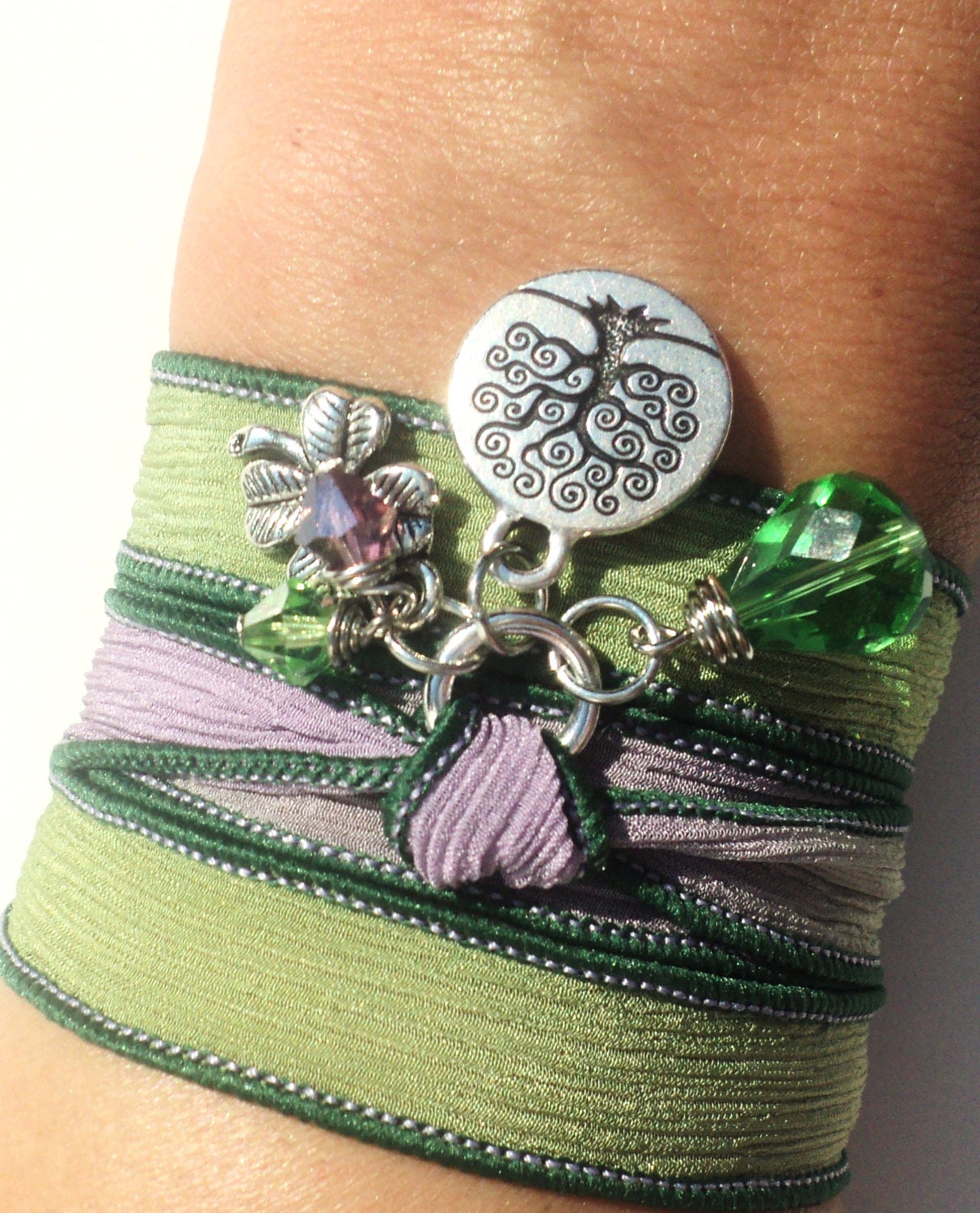 Bohemian Silk Wrap Bracelet Yoga Jewelry Tree of Life Upper Arm Band Earthy Unique Gift For Her Christmas Birthday Under 50 Item Z25