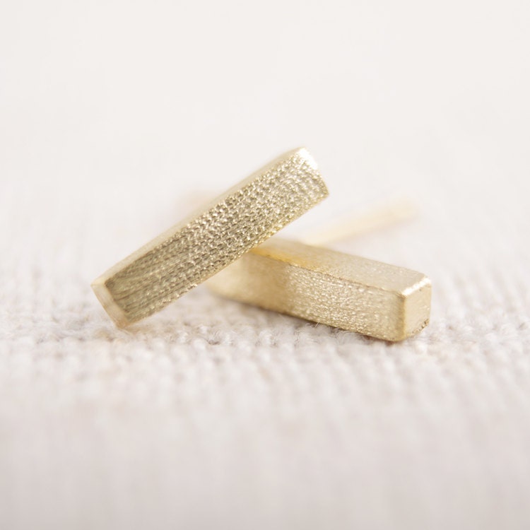 Tiny Gold Bar stud Earrings