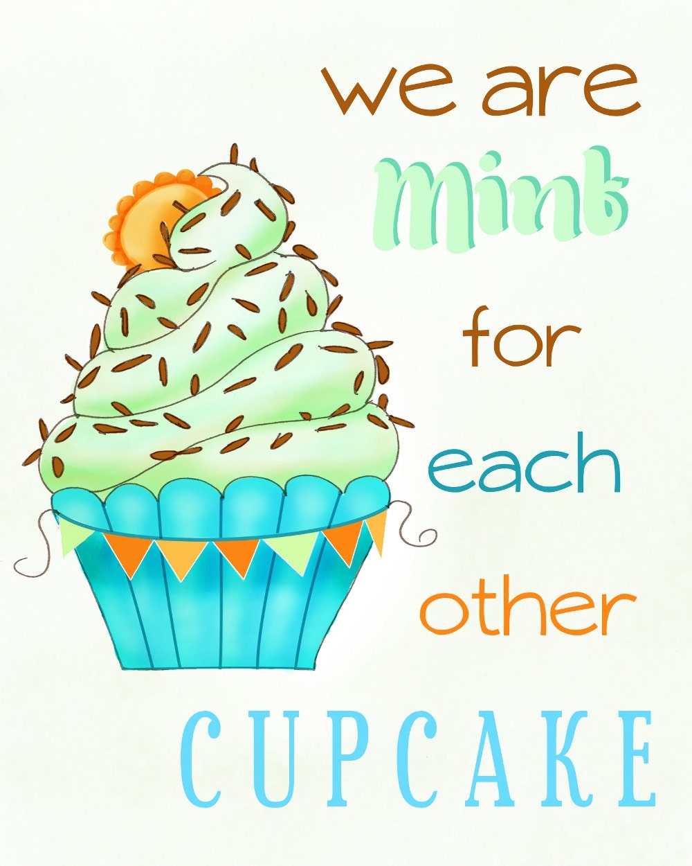 mint cupcake artwork typography print nursery art 11x14 children decor kids wall art