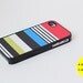iPhone 4 case, iPhone 4s case - colourful stripes (red, blue, honeydew green, black and white)