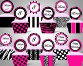 Zebra, Hot Pink and Black Cupcake Wrappers and Toppers - 12 Pattern Designs - Personalized With Name & Age - DIY Printable Party Decorations Il_170x135