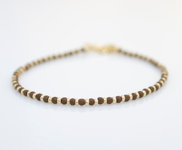 Brown and Gold Friendship Bracelet, Delicate Bracelet