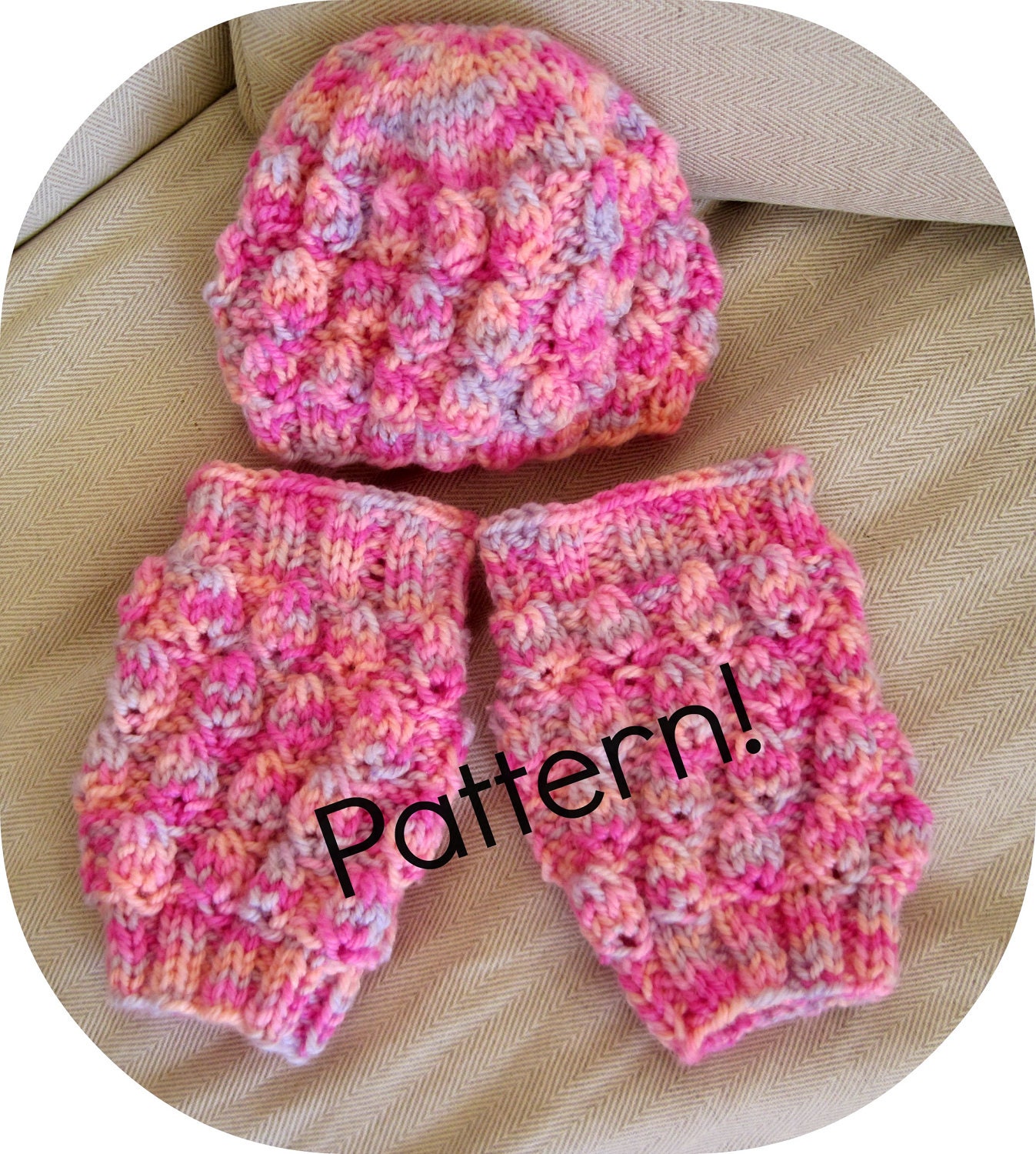 Knitting Baby Set Pattern, hat and leg warmers - Knitting tutorial PDF