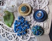Handmade Antique Button Vintage Earring Refrigerator Magnet Set of 4