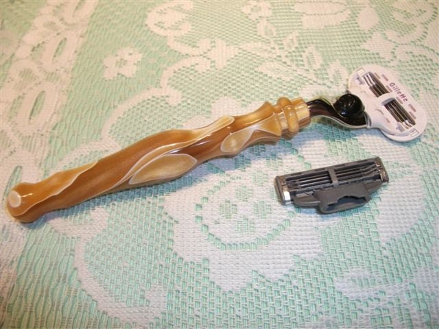 Mach 3 razor handle,  Venus Razor Handle, Sunshine yellow Acrylic, handmade razor, woodturning, collectible, shaving, shaver