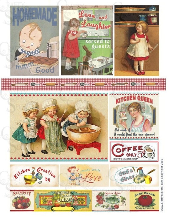 Vintage Kitchen Download Printable Sheet DPS-111