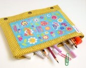 Multi Purpose Binder Storage Pouches, Puzzle Storage Pouch, Binder Pencil Case, School Binder Case-Yellow Polka Dot