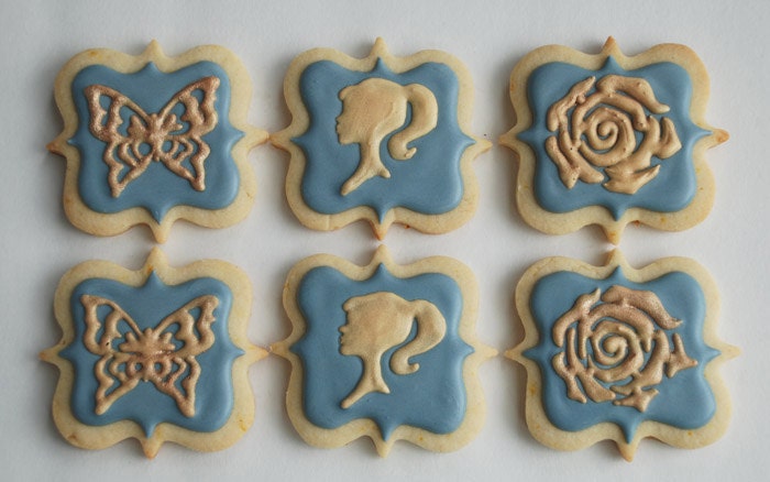 Gold Silhouette Cookies - One Dozen Orange Spice Sugar Cookies
