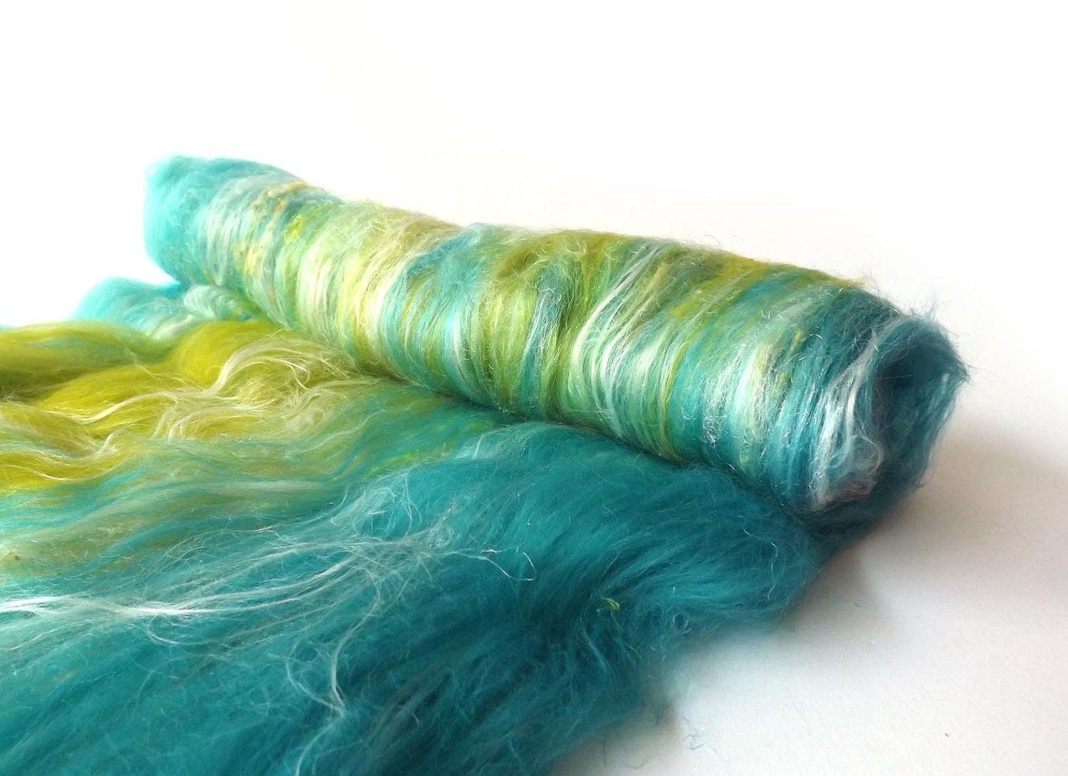 Blue Jade Green Batt - Merino wool -  Spinning - Felting - 100g - 3.5oz - MERINO MARINA