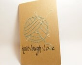 Knitter's Journal Hand Embroidered Notebook with Yarn and Motivational Text Upcycled Moleskine