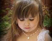 Flower Girl Necklace-Flower Girl Gift-Flower Girl Jewelry-Miniature Bride-Star Necklace-Pearl Necklace-Silver Star Charm-Dream Day Designs