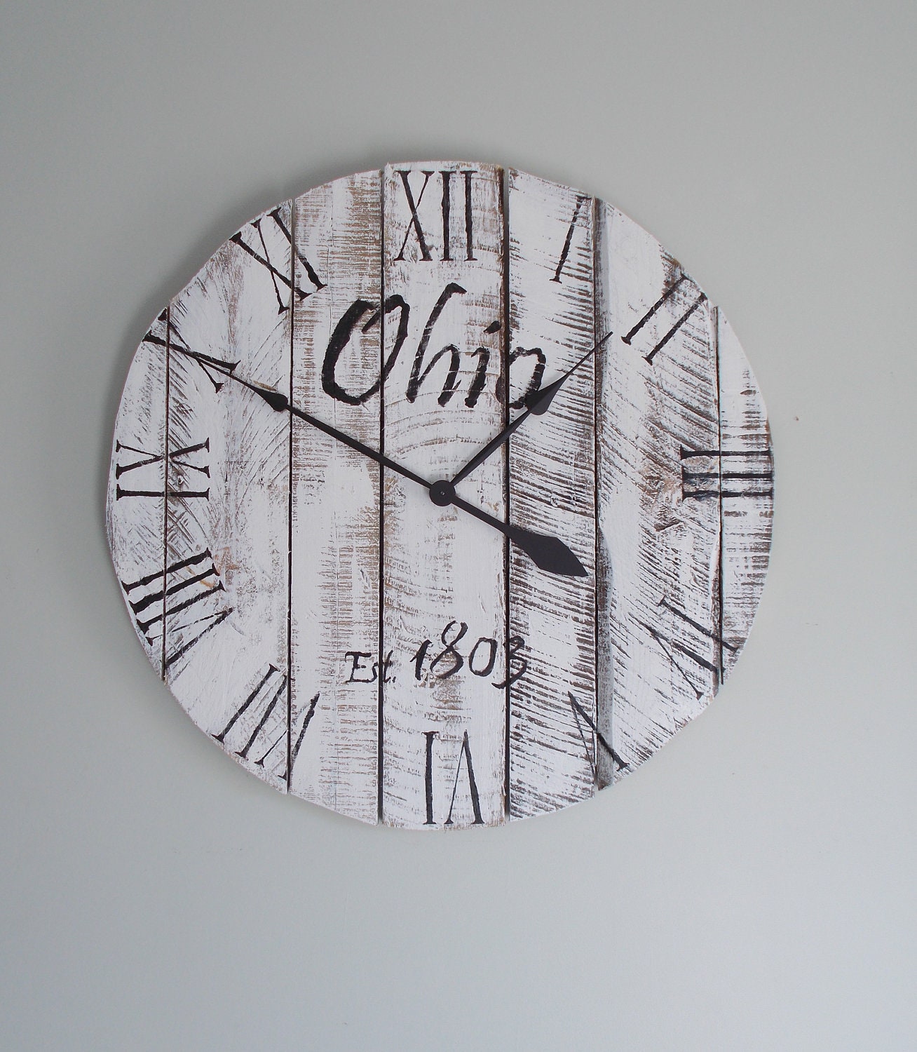 29.5" Ohio Whitewashed Barn Clock - Large Clocks Reduced with Free Shipping