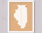 ILLINOIS Home decor - Rustic wall hanging -16x20 Handmade Wood Personalized Sign Custom Heart Wedding Housewarming Bridal shower Family gift