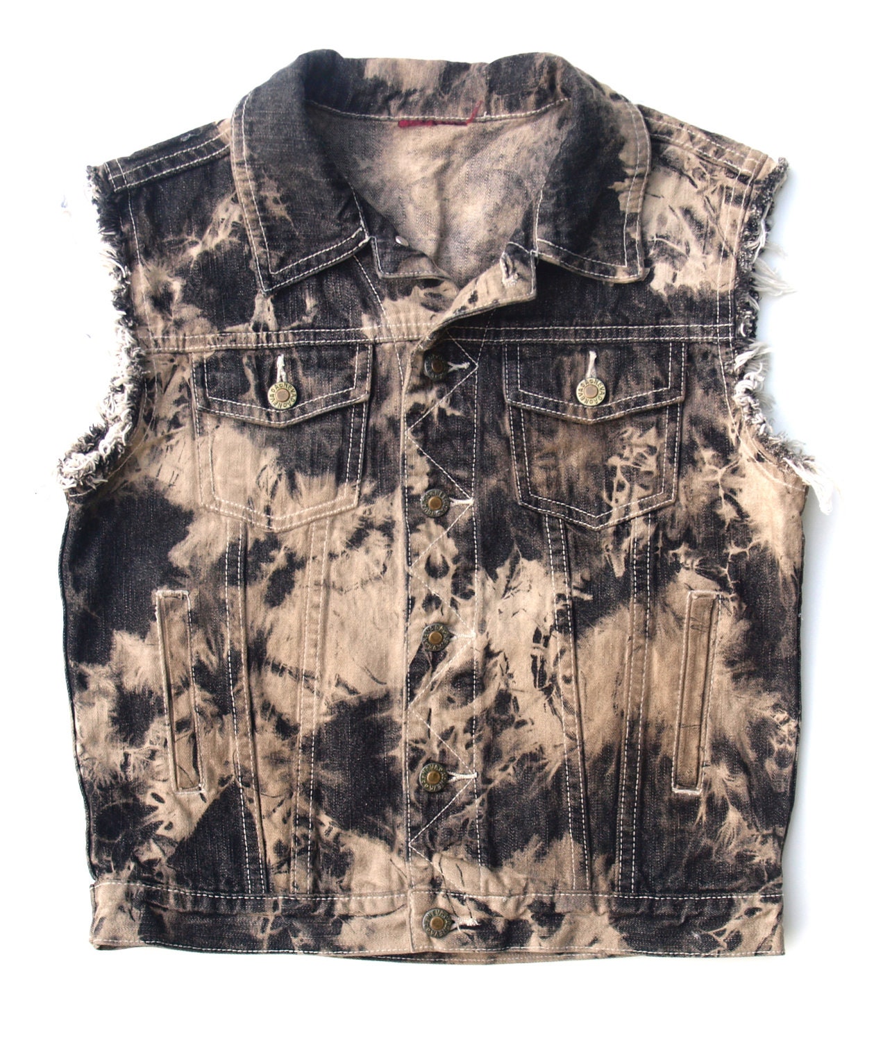 Acid Wash Sand and Black Jean Vest