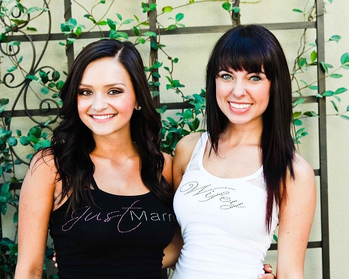Bride Tank Top. Just Married Shirt Racerback. Just Married Rhinestones for bride / wedding / honeymoon