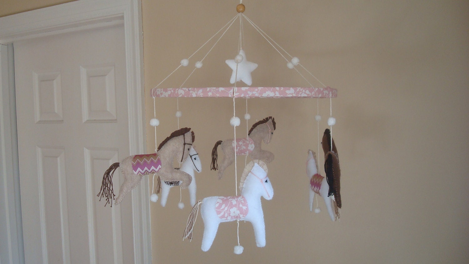 Carousel mobile crib mobile baby girl pink by Mobile2Mobile
