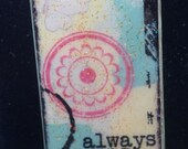 Pendant - Altered Art Domino with Word Art and Circles