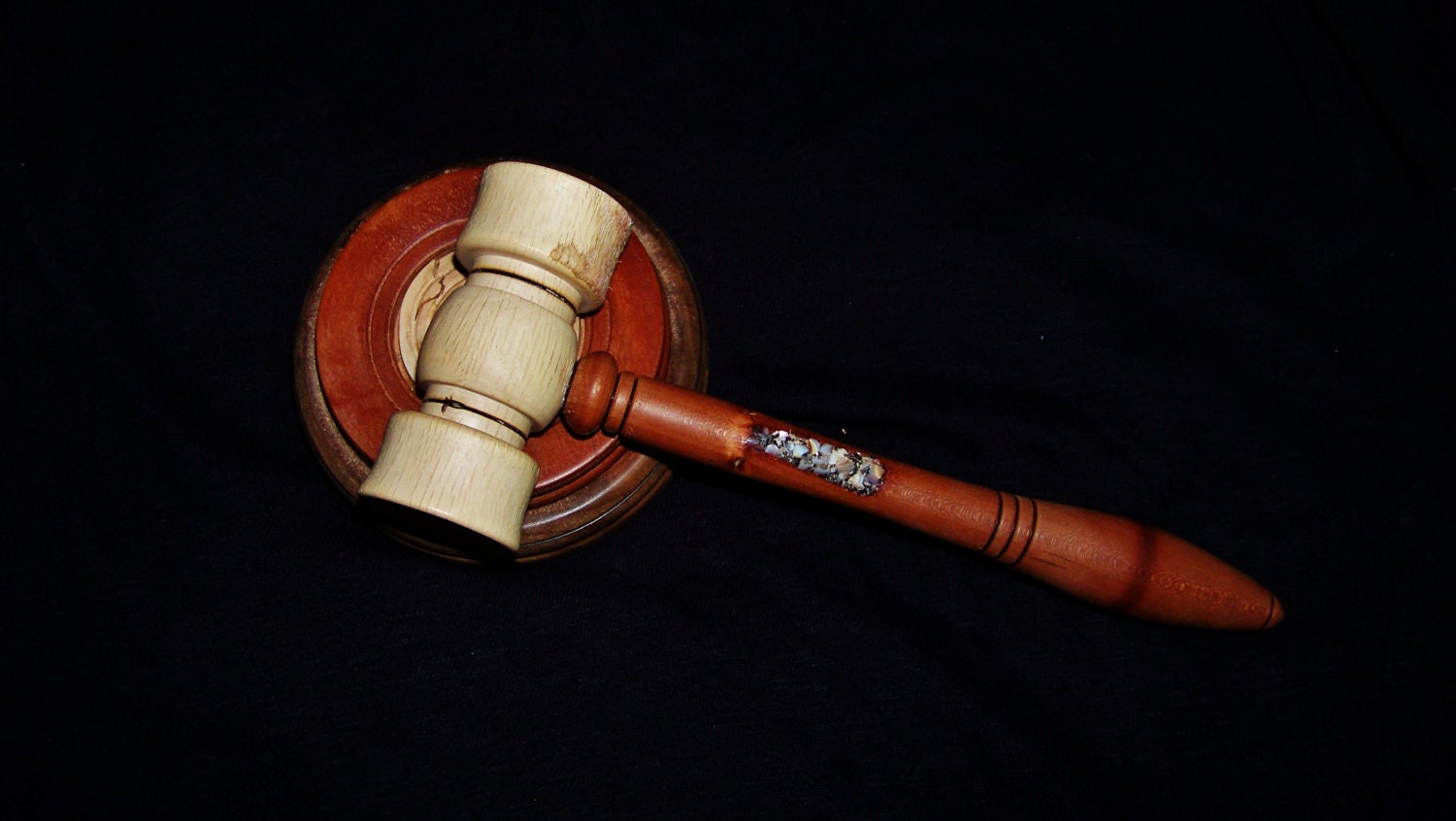 Gavel With Stone Inlay and Striking Block