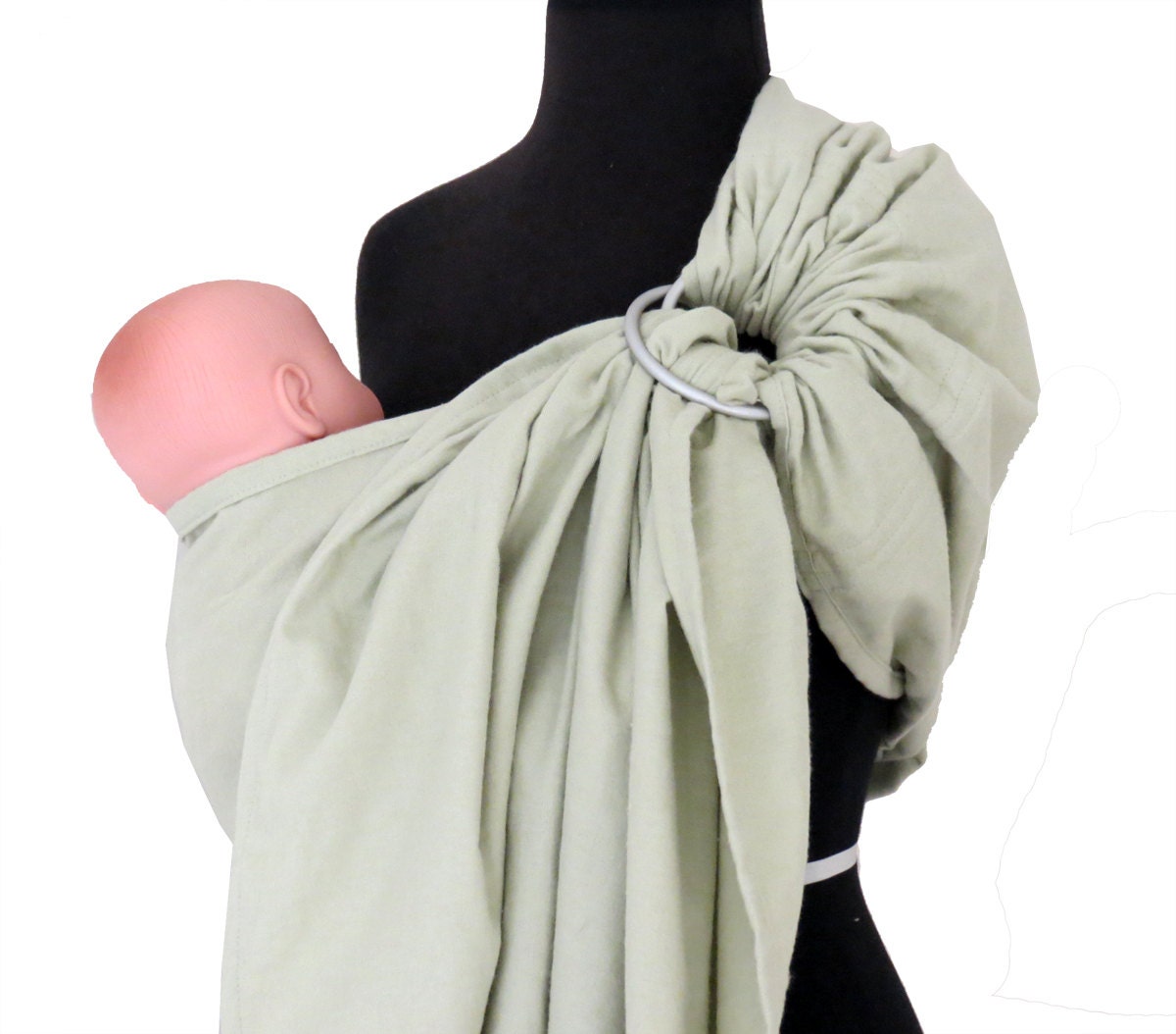 CRAZY SALE 30% OFF - Ring Sling - Super Soft Seafoam Brushed Cotton Baby Carrier - for Baby or Toddler - Ready to ship