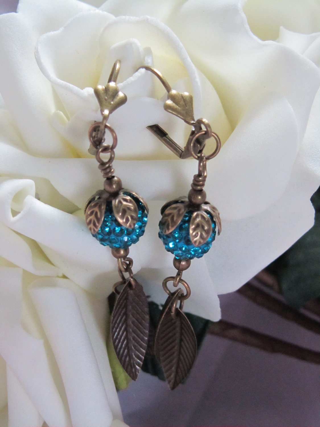Blueberry bronze drop Disco ball earrings Handmade Bespoke sparkly