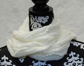 Fuzzy scarf cream white knit weave in argyle pattern and fringe wrap super soft