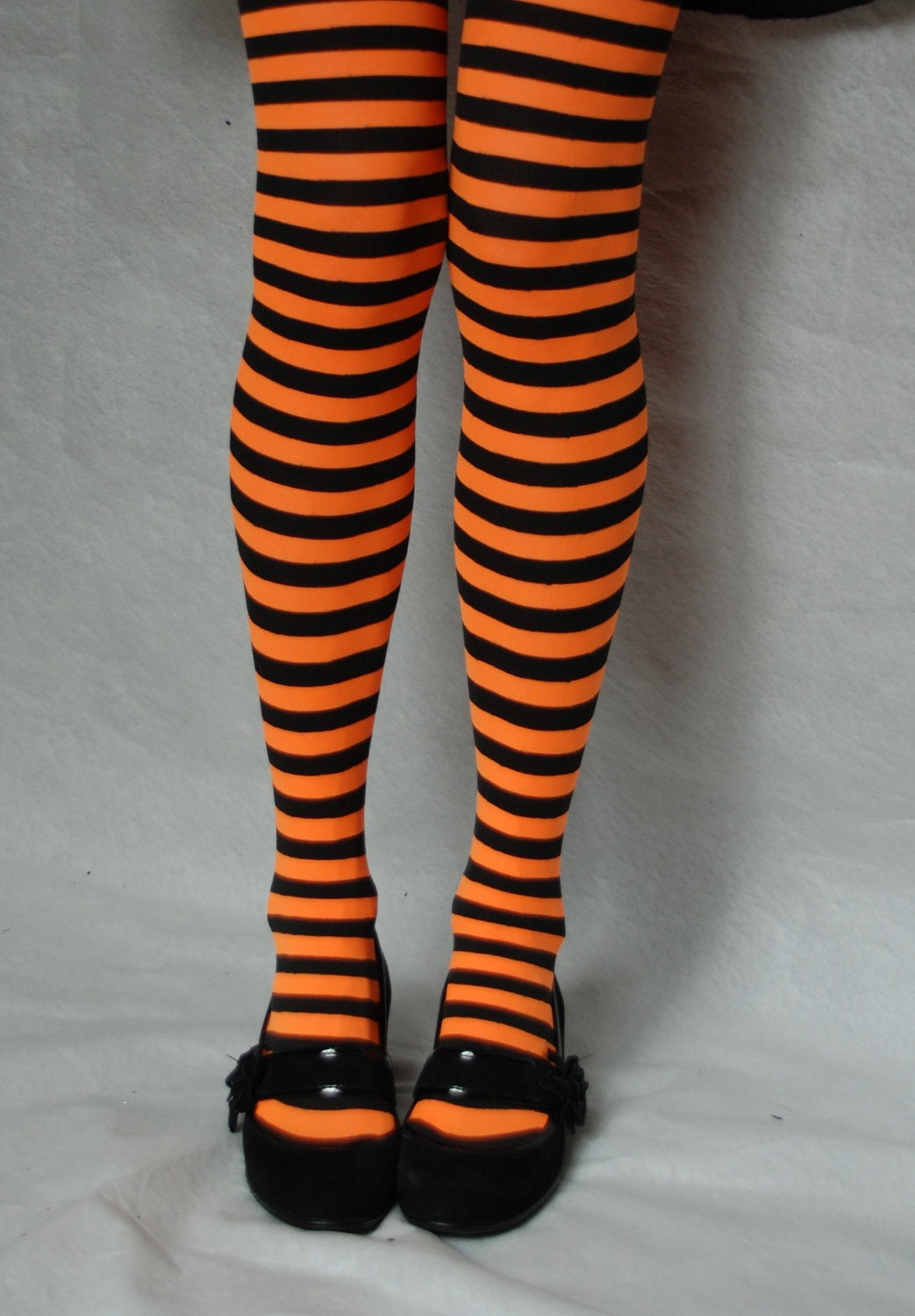 Orange and Black Striped Tights