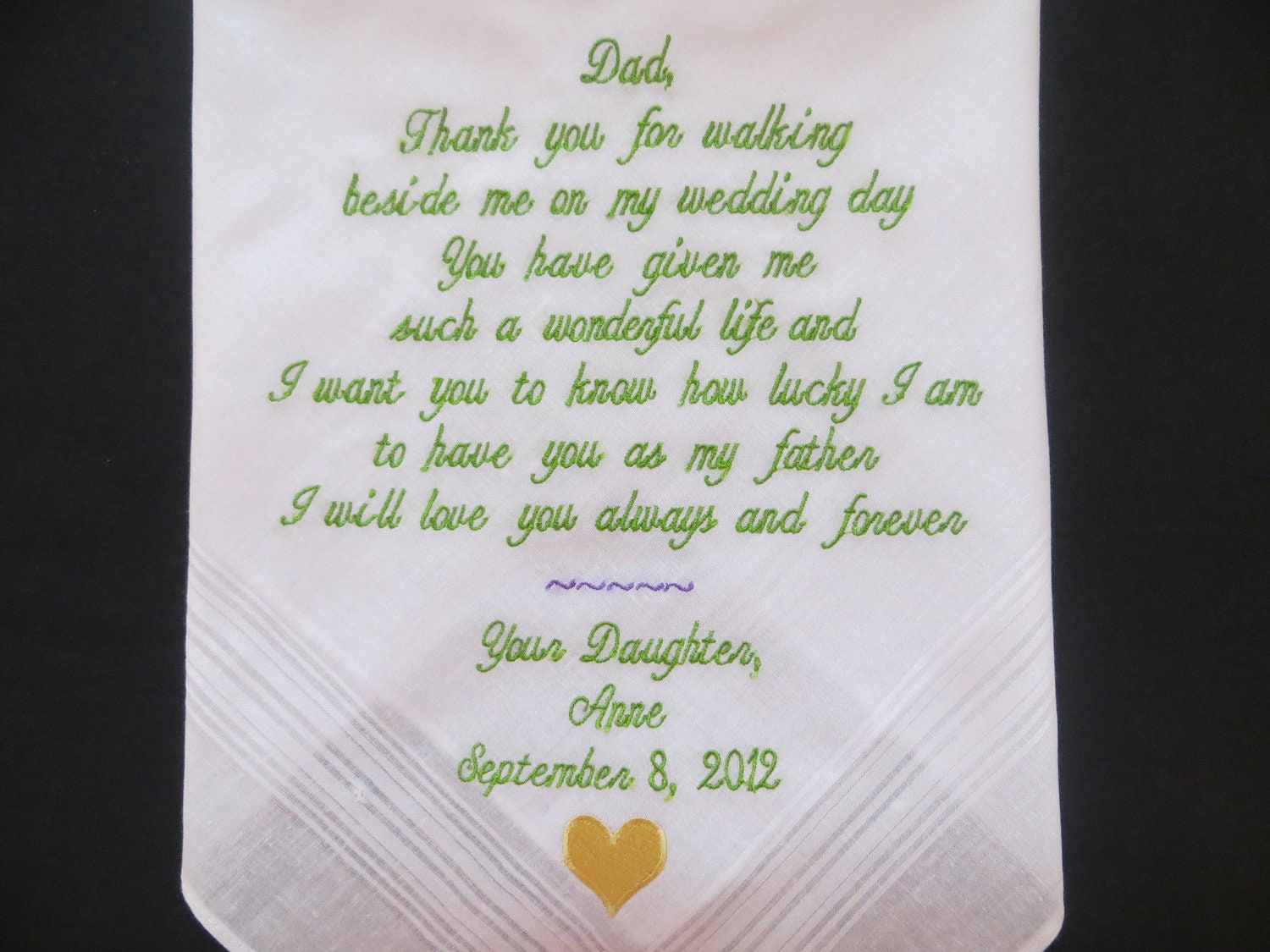 Free Gift Box Included. Wedding Handkerchief for the Father of the Bride or Groom. Personalized Embroidered Gift.