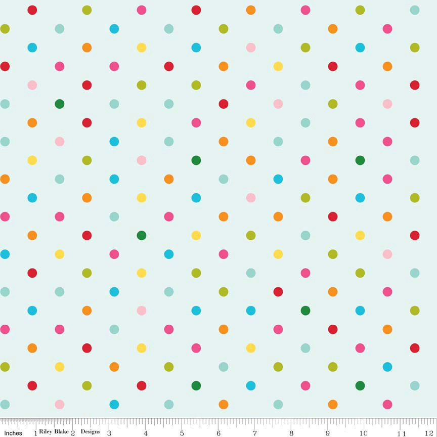Riley Blake Fabric Sunny Happy Skies Blue Sunny Dots-One Yard