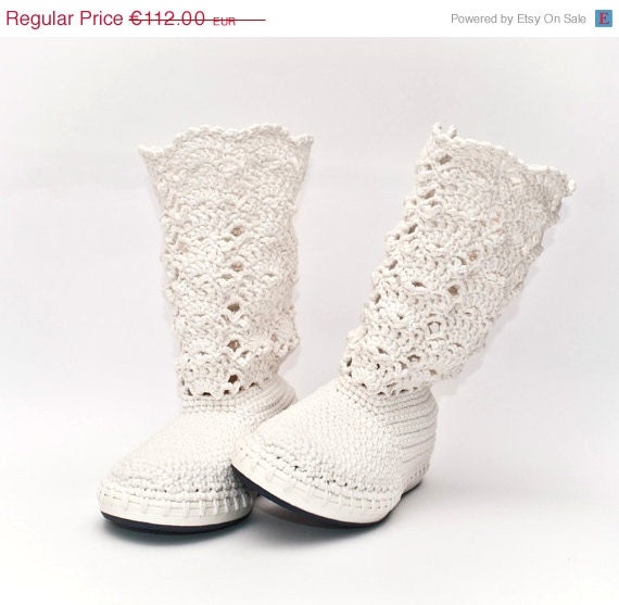 On SALE 20% off Wedding Crochet Boots White Lace Boots Made to Order Bride Boots Cotton Candy