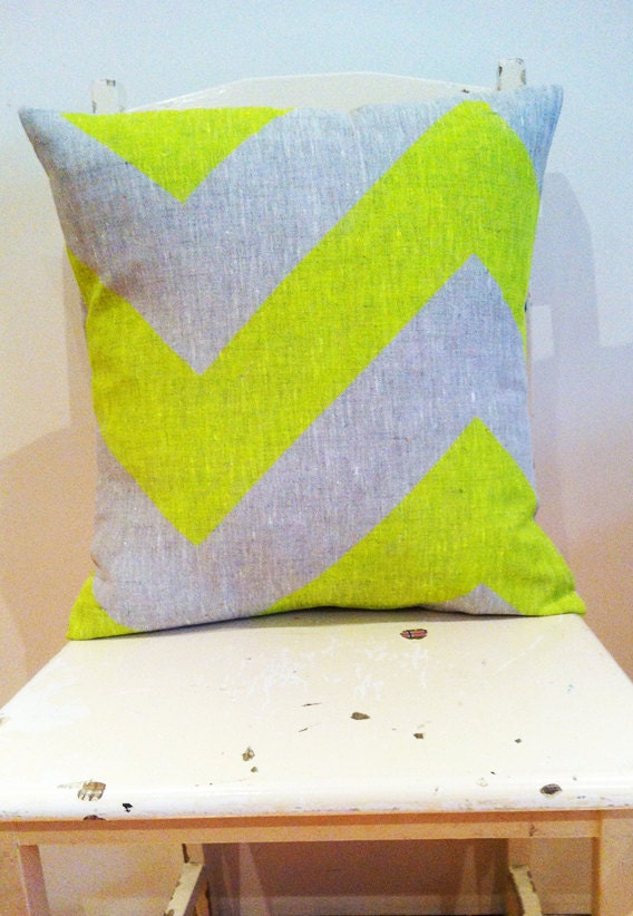 Neon Yellow Fat Chevron - Cover only - Wildly comfortably throw cushion in neon yellow, for your home.