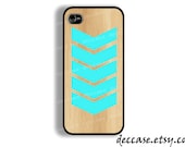 IPHONE 5 CASE light wood with mint Chevron Native tribal iPhone 4 case iPhone 4S case iPhone case Hard Plastic Case Soft Rubber Case