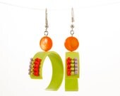Lime earrings, contemporary jewelry, handmade dangle earrings, polymer clay earrings, fimo jewelry, OOAK