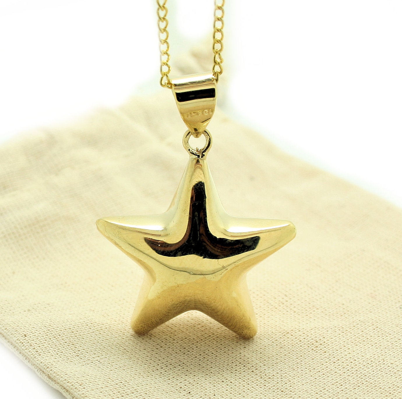 GOLD Pregnancy Small Maternity Necklace Mexican Chime Bola Harmony Necklace Ball Large Star 30mm
