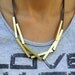 Grey Necklace - Brass Square Tubes / Grey Suede Cord