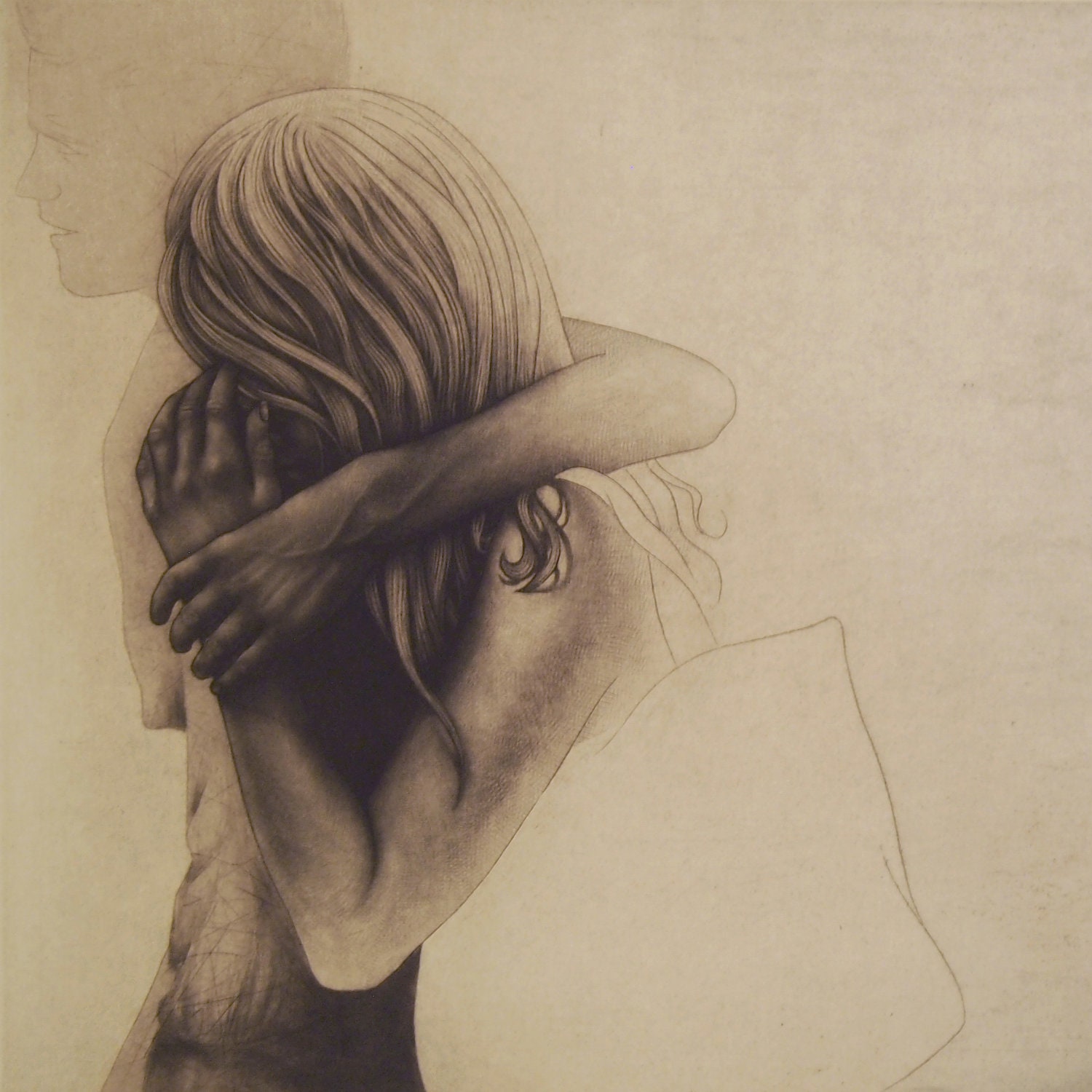 momento no. 16480 (hold) - original intaglio print by Carrie Lingscheit