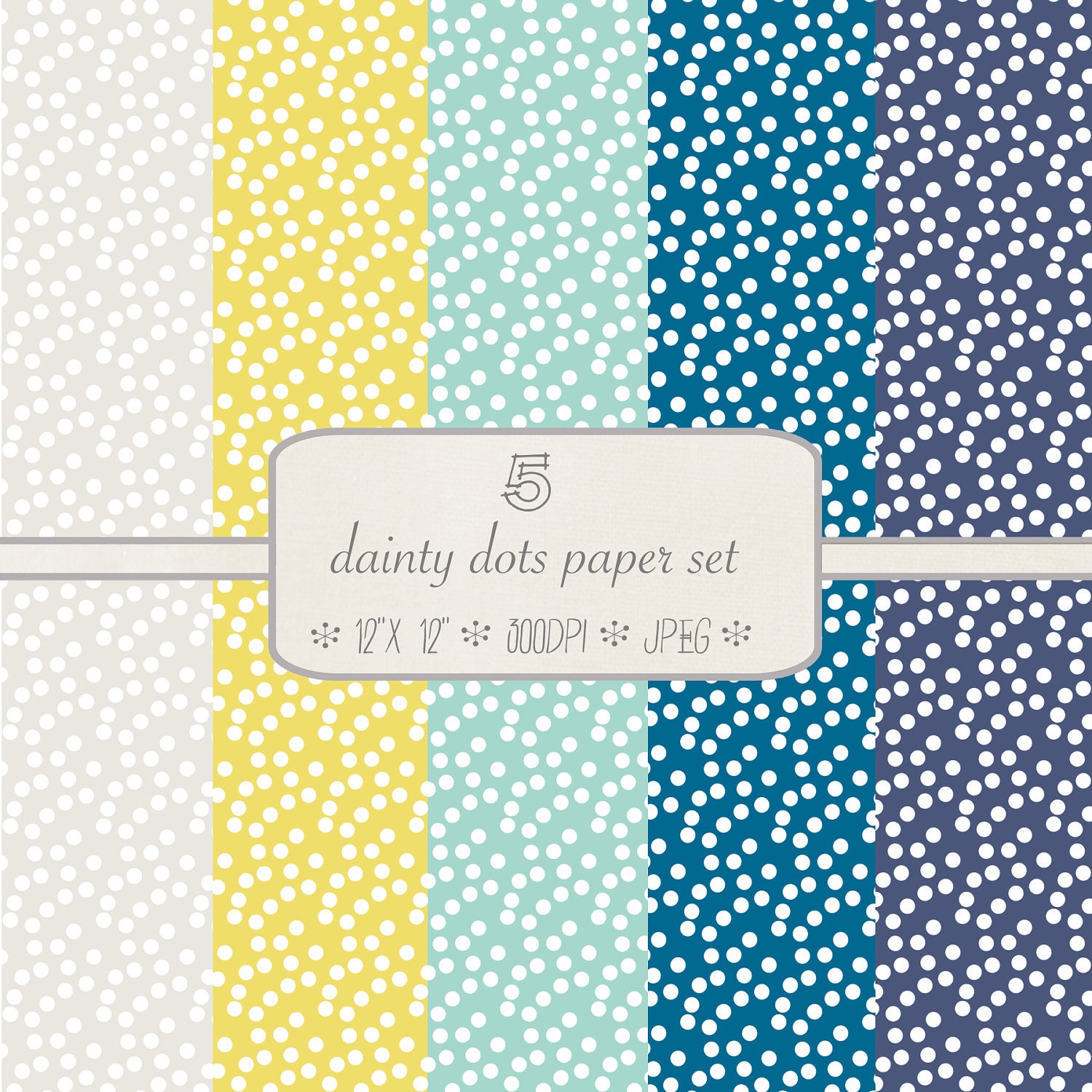INSTANT DOWNLOAD // Modern Photography Backgrounds // Digital Paper Pack // Blue, Yellow Polka Dots // Commercial and Personal Use Il_170x135