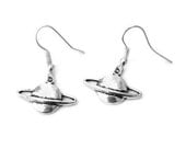 Saturn Planet Earrings in Silver / Silver Saturn Dangle Earrings
