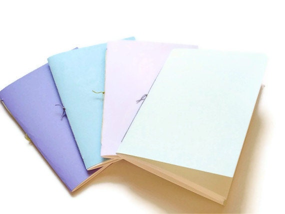 Jotter Notebooks Set of 2 - Handbound Small Journals - Blank Books in choice of Lilac, Pink, Green or Blue