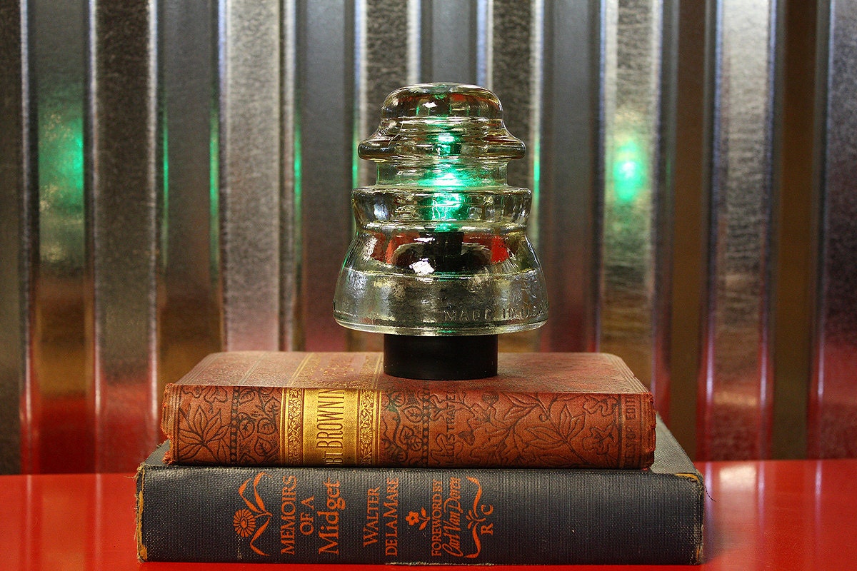 Steampunk Vintage Industrial Railroad Telegraph Insulator Lamp Armstrong 52 Bedside Light Rustic Minimalist Lamp